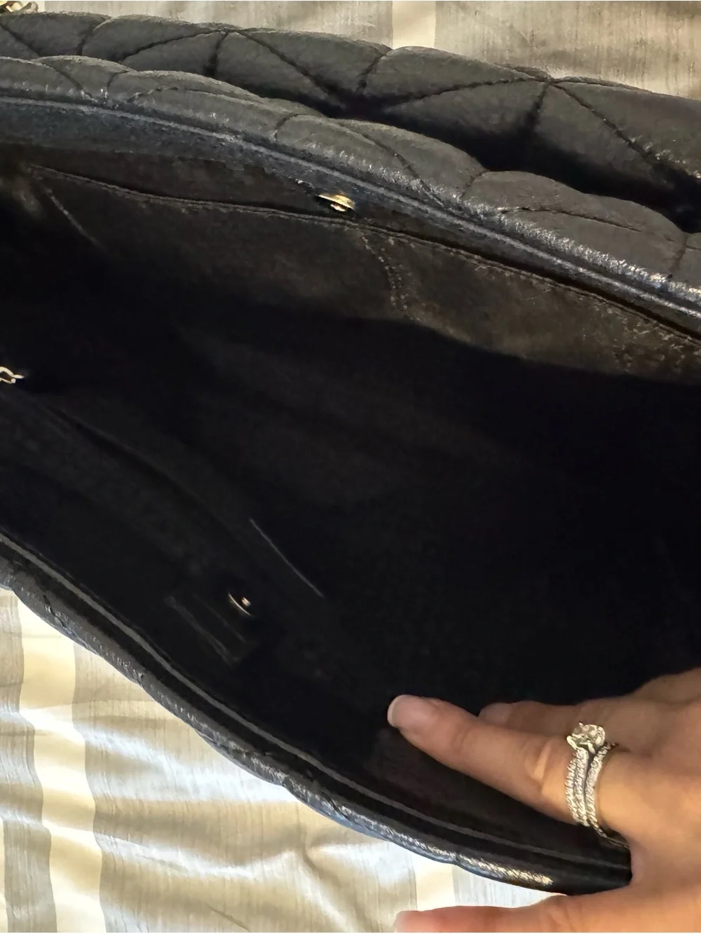 kate spade Black Quilted Leather Shoulder Bag with Gold Chain